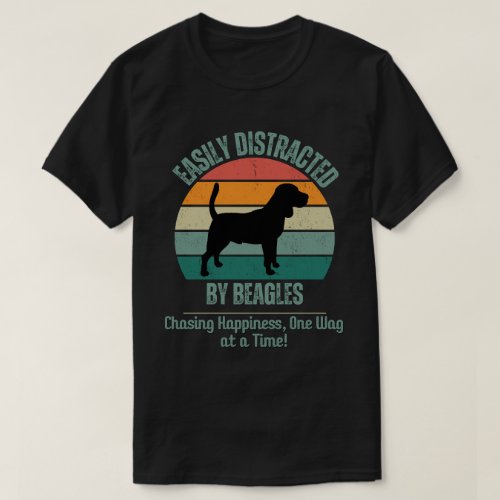 Funny Retro gift Easily Distracted By Beagles T_Shirt