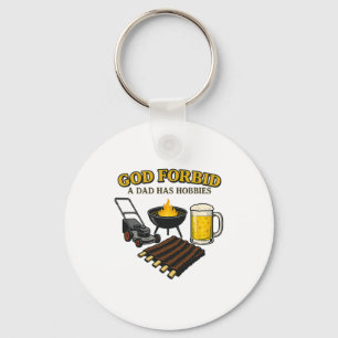 Funny Retro God Forbid A Dad Has Hobbies Bbq Sarca Keychain