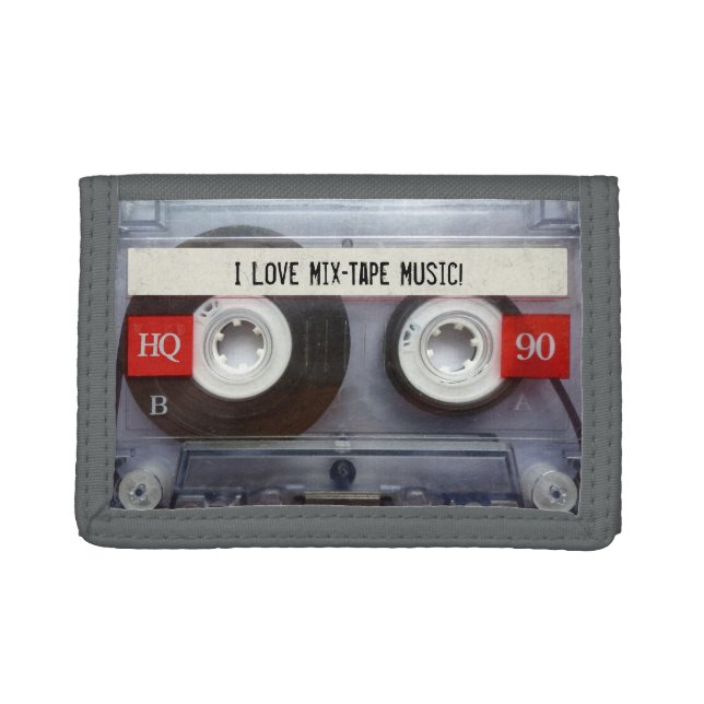 Funny Retro Gray Mixtape Tri-fold Wallet (Front)