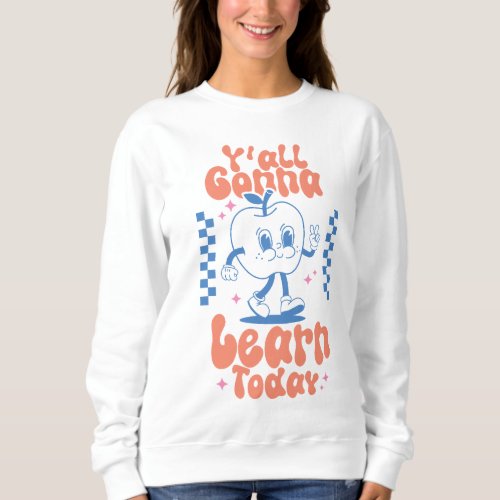 Funny Retro Groovy Womens Teacher Sweatshirt Gift
