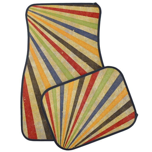 Funny Retro Grunge Rays + your idea Car Mat (Set)