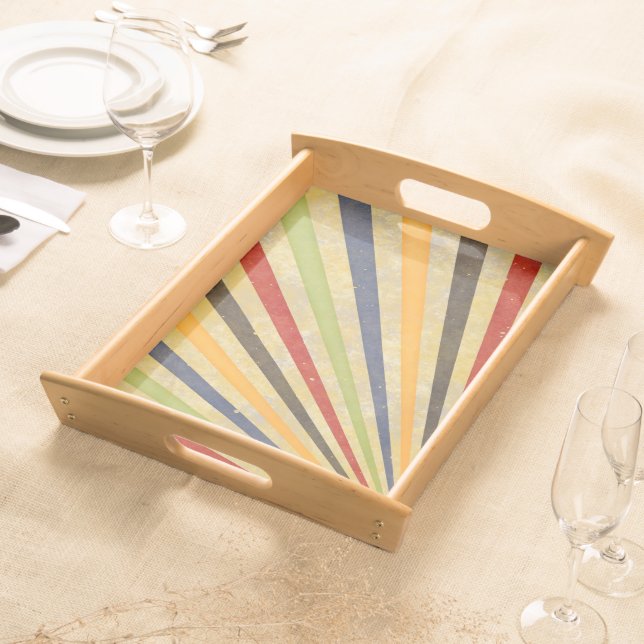 Funny Retro Grunge Rays + your idea Serving Tray (Front)