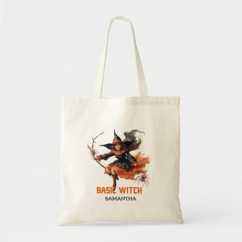 Funny retro Halloween spooky bad witch Tote Bag