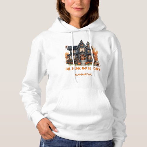 Funny retro Halloween spooky haunted house Hoodie