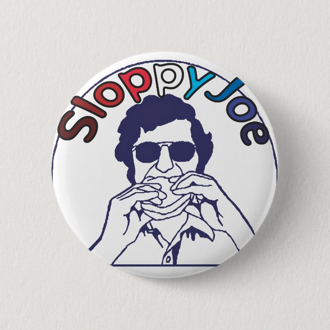 Funny Retro hamburger Sloppy Joe Foodie Button (Front)