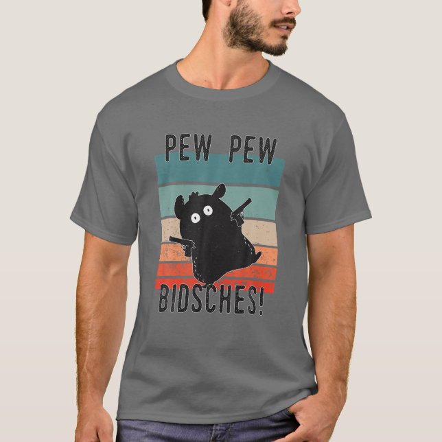 Funny Retro Hamster Guinea Pig Pew Pew T-Shirt (Front)