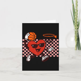 Funny Retro Heart Graphic Basketball Player Kids V Card
