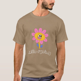 Funny retro hello spring day groovy flowers cute f T-Shirt