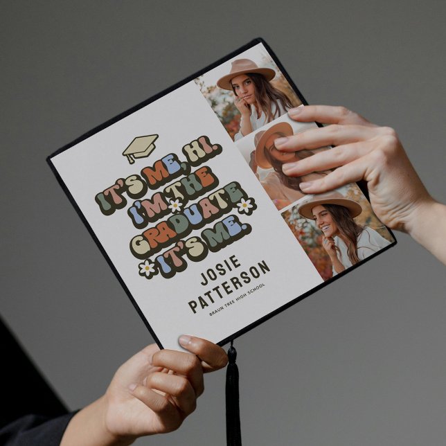 Funny Retro Hi It's Me Photo Graduation Cap Topper (Creator Uploaded)