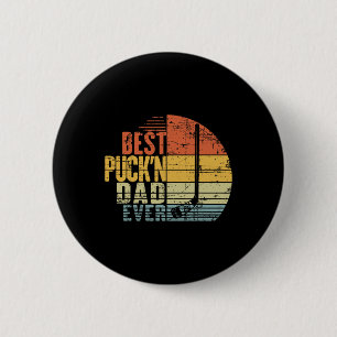 Funny Retro Hockey Dad - Best Puck'n Dad Ever Fath Button