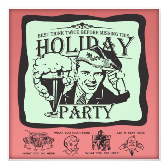 funny retro holiday party invitation zazzle com