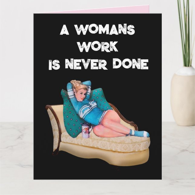 FUNNY RETRO HOUSEWIFE BIRTHDAY FRIEND CARD (Front)
