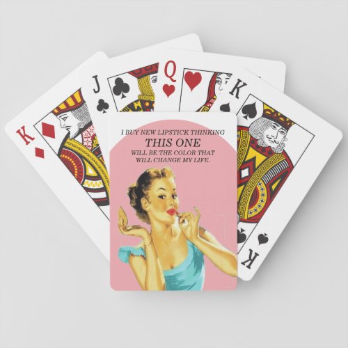 Funny Retro Housewife Lipstick Playing Cards