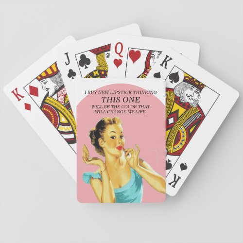 Funny Retro Housewife Lipstick Poker Cards