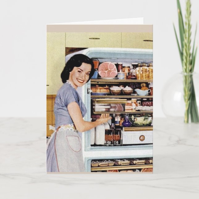 FUNNY RETRO HOUSEWIFE LONG ROMANTIC WALKS CARD (Front)