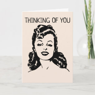FUNNY RETRO HOUSEWIFE THINKING OF YOU & TACOS CARD