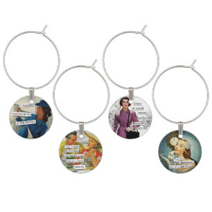 Funny Retro Housewives Gift For Friend Wine Charm