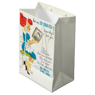 Funny retro Husband love  Medium Gift Bag