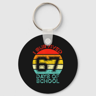 Funny Retro I Survived 67 Days Of School Teachers Keychain