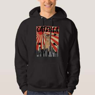 Funny Retro Japanese Catzilla Abyssinian Cat Hoodie