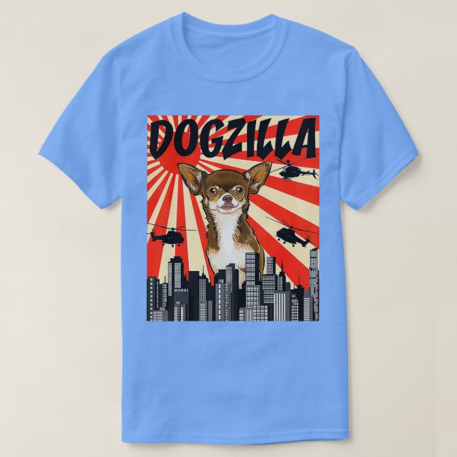 Funny Retro Japanese Dogzilla Brown Chihuahua  T-Shirt (Design Front)