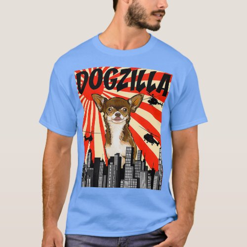 Funny Retro Japanese Dogzilla Brown Chihuahua  T_Shirt
