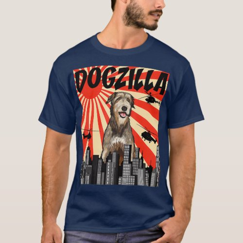 Funny Retro Japanese Dogzilla Irish Wolfhound T_Shirt
