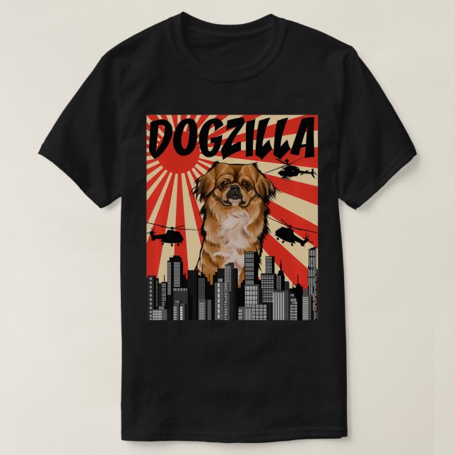 Funny Retro Japanese Dogzilla Pekingese Pullover  (Design Front)