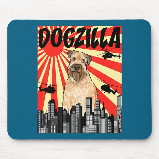 Funny Retro Japanese Dogzilla Soft Coated Wheaten  Mouse Pad (Front)