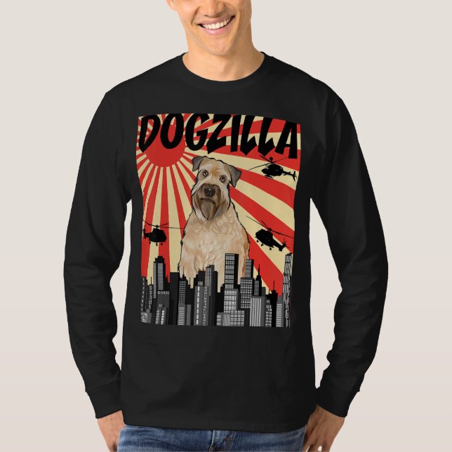 Funny Retro Japanese Dogzilla Soft Coated Wheaten  T-Shirt (Front)
