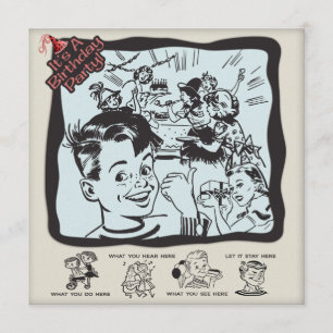 Funny Retro Kids Birthday Party Invitation
