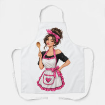 Funny Retro Kitchen Queen Cooking Illustration | C
