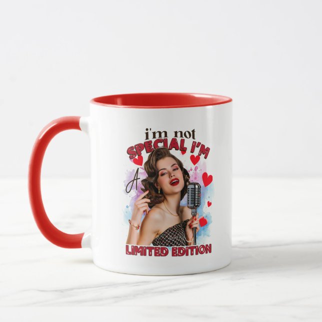 Funny retro lady add monogram  mug (Left)