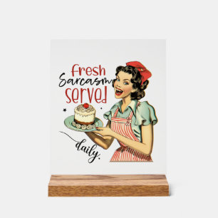 Funny retro lady word art  acrylic sign
