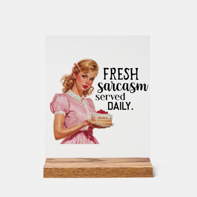 Funny retro lady word art  acrylic sign (Front)
