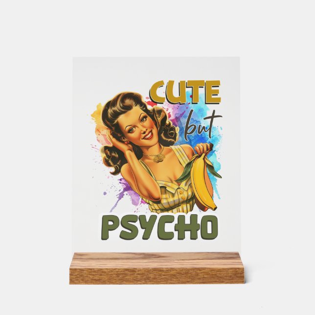 Funny retro lady word art  acrylic sign (Front)