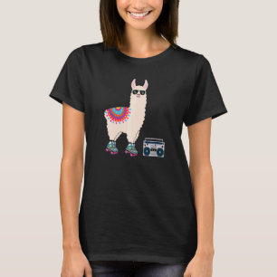 Funny Retro Llama Roller Skate Derby 70s 80s Vacat T-Shirt