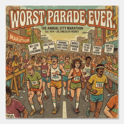 Funny Retro Marathon Cheer Sign