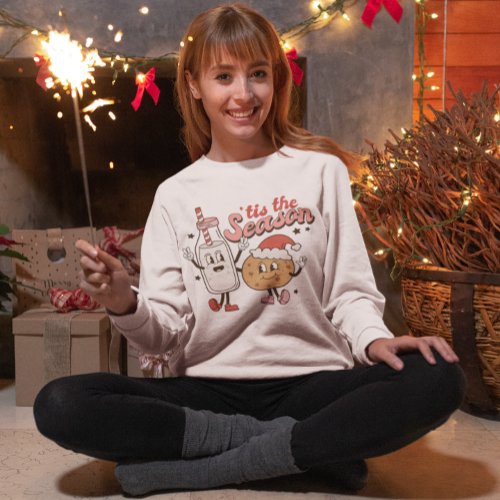Funny Retro Milk bottle Cookies Christmas Cartoon Sweatshirt