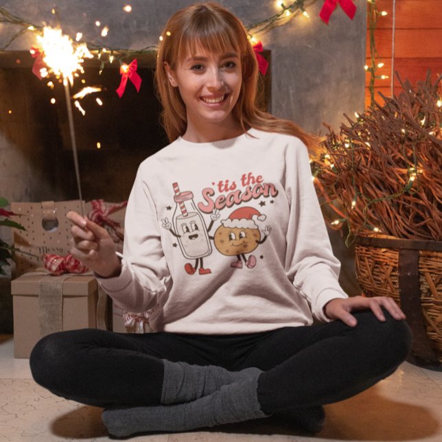 Funny Retro Milk bottle, Cookies Christmas Cartoon Sweatshirt (Creator Uploaded)