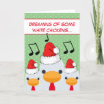 Funny Retro Misheard Song Lyrics White Chickens Holiday Card