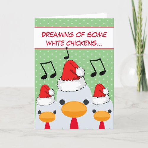 Funny Retro Misheard Song Lyrics White Chickens Holiday Card
