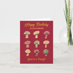 Funny Retro Mushroom Pun Cute Fungi Birthday Card
