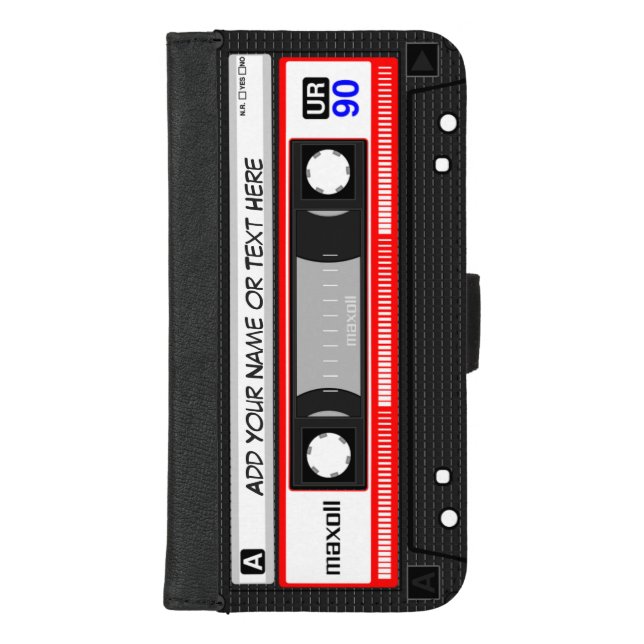 Funny Retro Music Cassette Tape iPhone Wallet Case (Front)