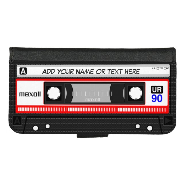 Funny Retro Music Cassette Tape iPhone Wallet Case (Front (Horizontal))