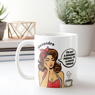 Funny Retro Not a Morning Person Custom Name  Coffee Mug