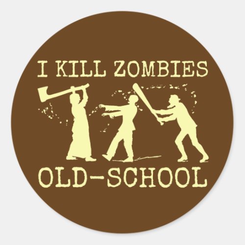 Funny Retro Old School Zombie Killer Hunter Classic Round Sticker