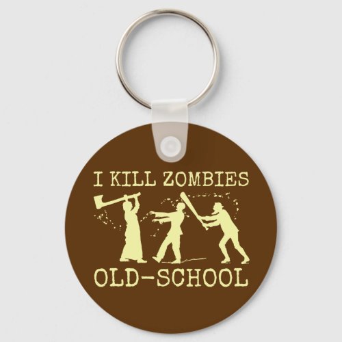 Funny Retro Old School Zombie Killer Hunter Keychain