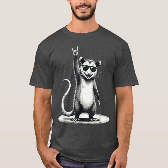 Funny Retro Opossum Rock Music Gift Men Women frie T-Shirt (Front)