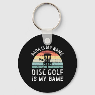 Funny Retro Papa Disc Golf Is My Game Father's Day Keychain